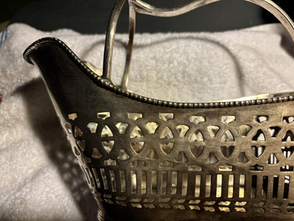Antique 1920s  Silver Plate Pierced Wine Cradle Server