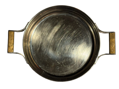 Vintage Heavy Sambonet Italy 8.25“ Open Baking Casserole Brass Handles Modernist