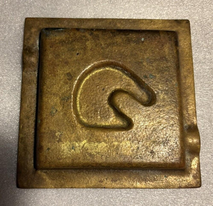Heavy Vintage Bronze / Brass Horse Ashtray 4.75“ Square