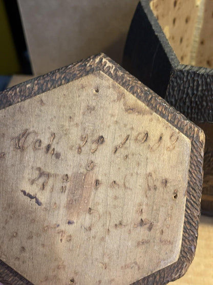 Antique 1908 Pyrography Tobacco Box Havana Cigars 6“ Signed Dated