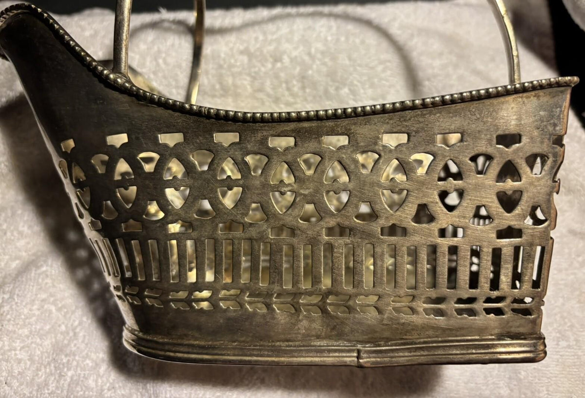 Antique 1920s  Silver Plate Pierced Wine Cradle Server