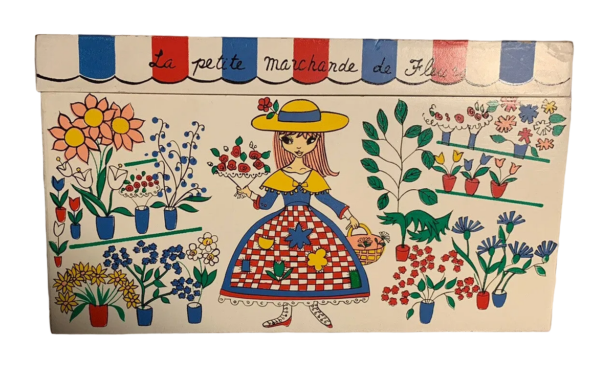 Vintage MCM French Motif Japan Wood Music Box Jewelry Box Parisian Paris