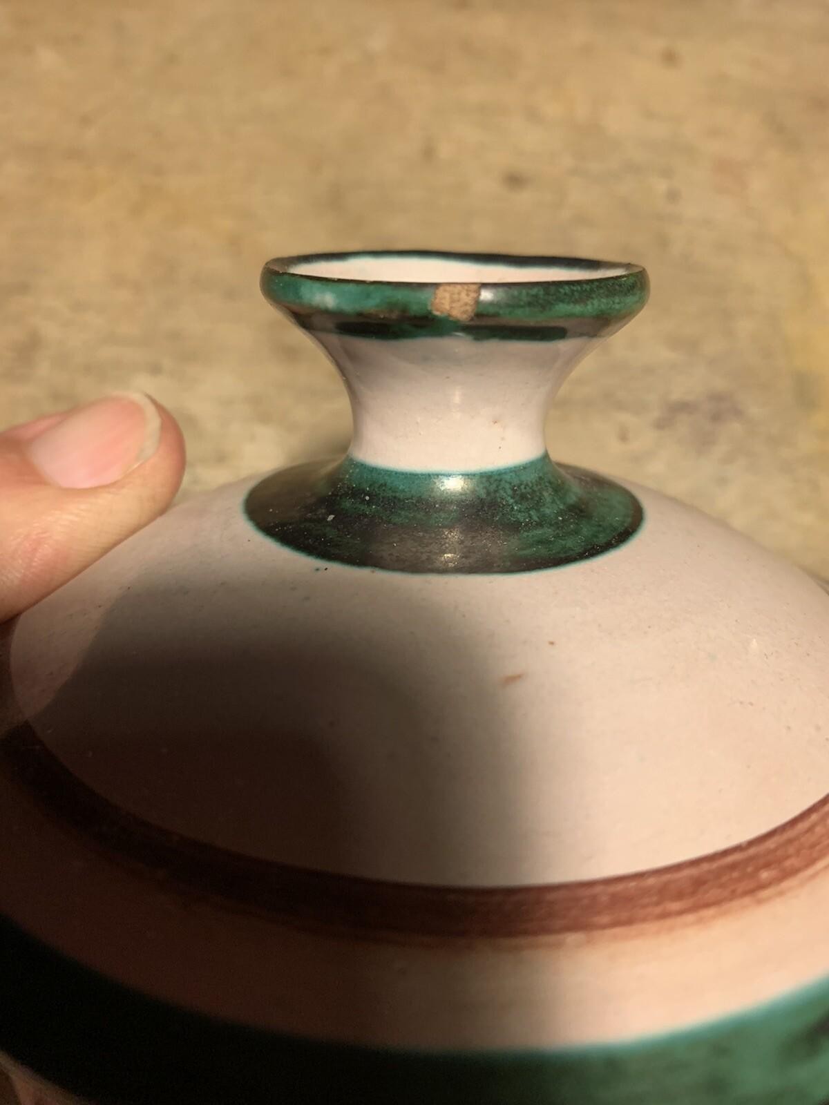 Vintage 60s Robert Picault Pottery Lidded Vessel Signed Made In France