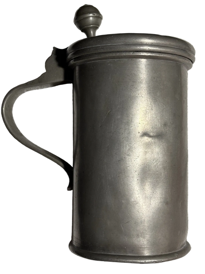 Antique 1816 Pewter Lidded Tankard w/ Makers Mark 8.25” Tall