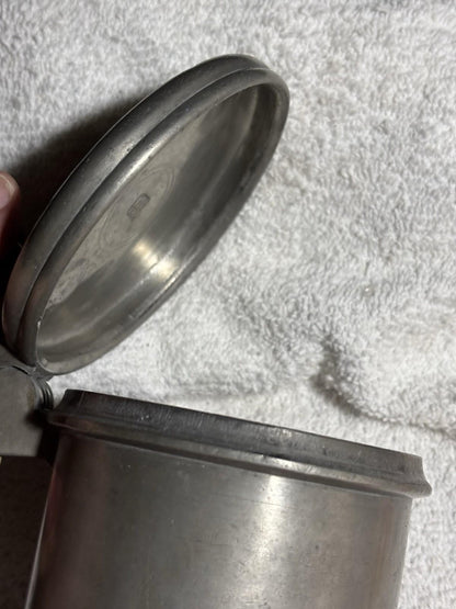Antique 1816 Pewter Lidded Tankard w/ Makers Mark 8.25” Tall