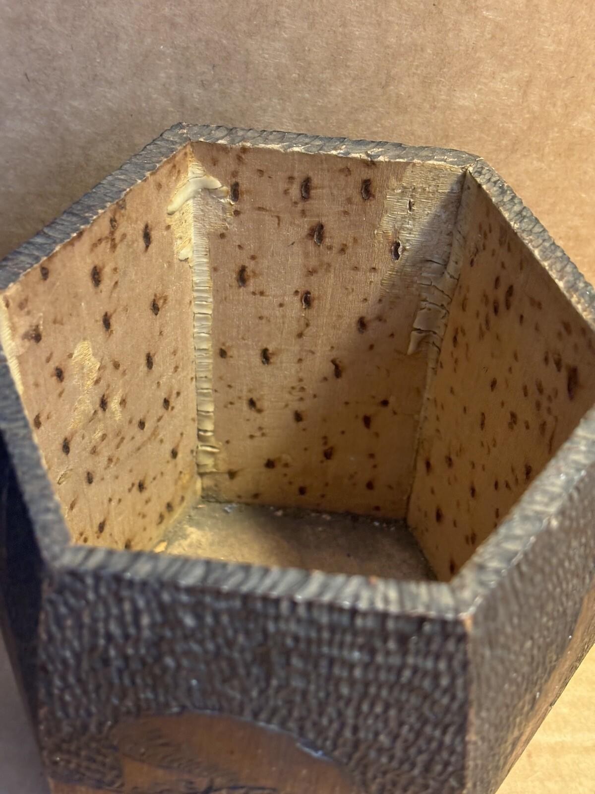 Antique 1908 Pyrography Tobacco Box Havana Cigars 6“ Signed Dated