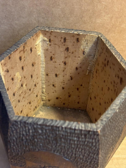 Antique 1908 Pyrography Tobacco Box Havana Cigars 6“ Signed Dated