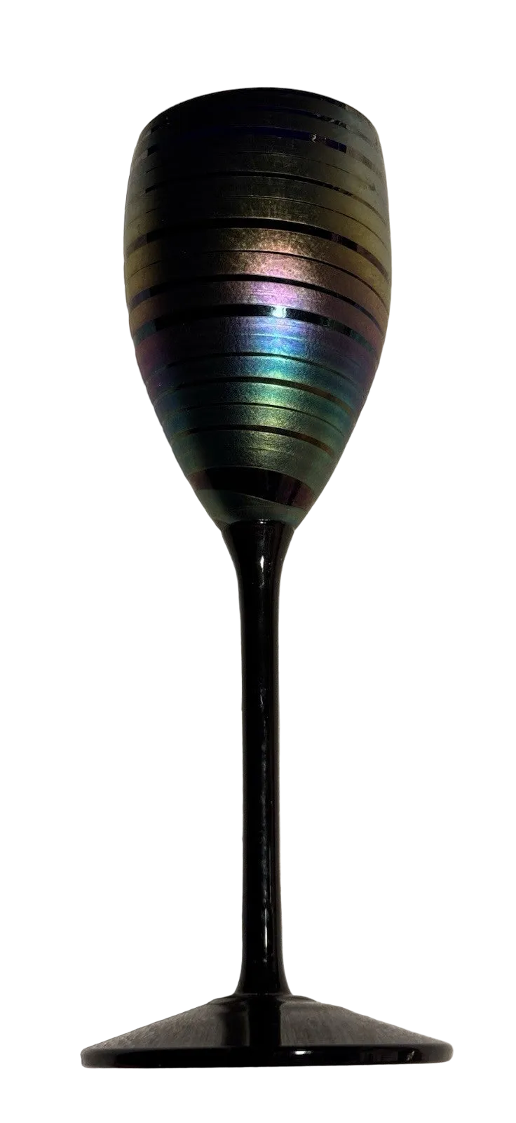 Vintage 1978 Steven Maslach Iridescent Wine Goblet 9“ Tall Signed