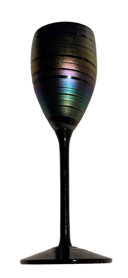 Vintage 1978 Steven Maslach Iridescent Wine Goblet 9“ Tall Signed