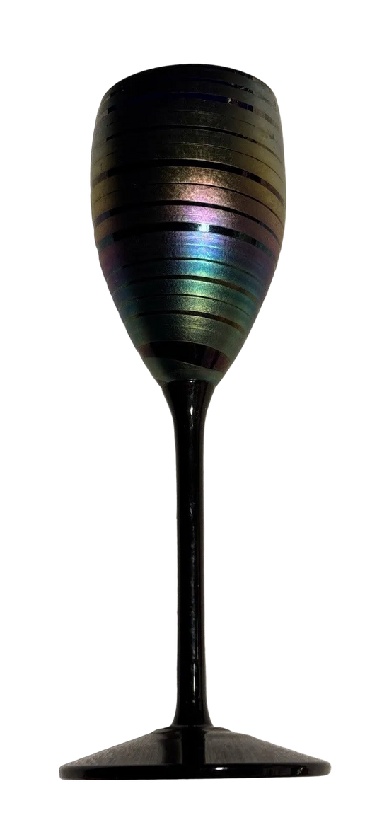 Vintage 1978 Steven Maslach Iridescent Wine Goblet 9“ Tall Signed