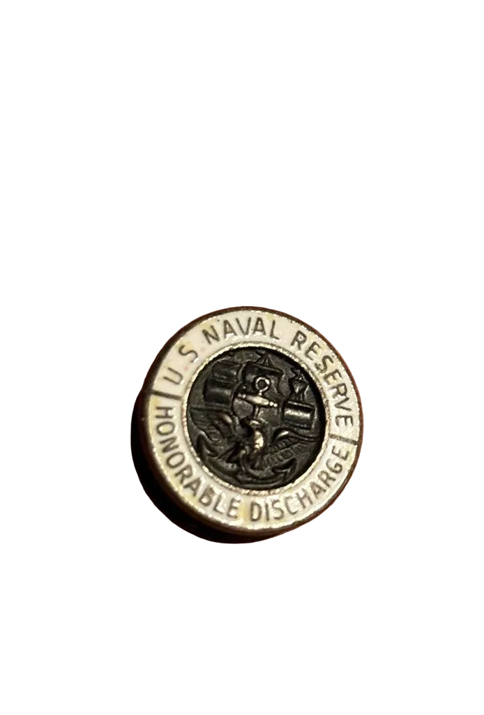 WWII US NAVAL RESERVE HONORABLE DISCHARGE Ruptured duck LAPEL BUTTON PIN NAVY