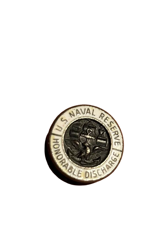 WWII US NAVAL RESERVE HONORABLE DISCHARGE Ruptured duck LAPEL BUTTON PIN NAVY